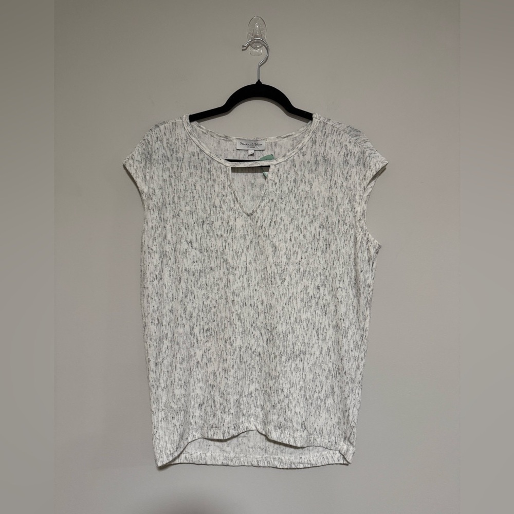 Michael Stars Jenisa Keyhole Short Sleeve Knit Top Size Small NWT Space Dye